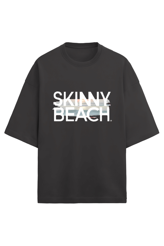 SKINNY BEACH French Terry Cotton Black Oversized T-Shirt