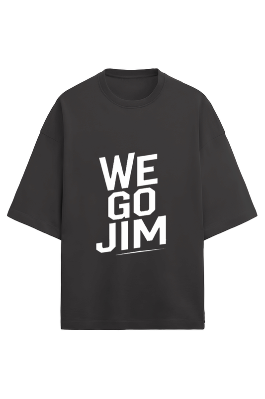 WE GO JIM French Terry Cotton Black/Flamingo/Lavender Oversized T-Shirt