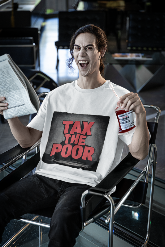TAX THE POOR French Terry Cotton Black/White Oversized T-Shirt