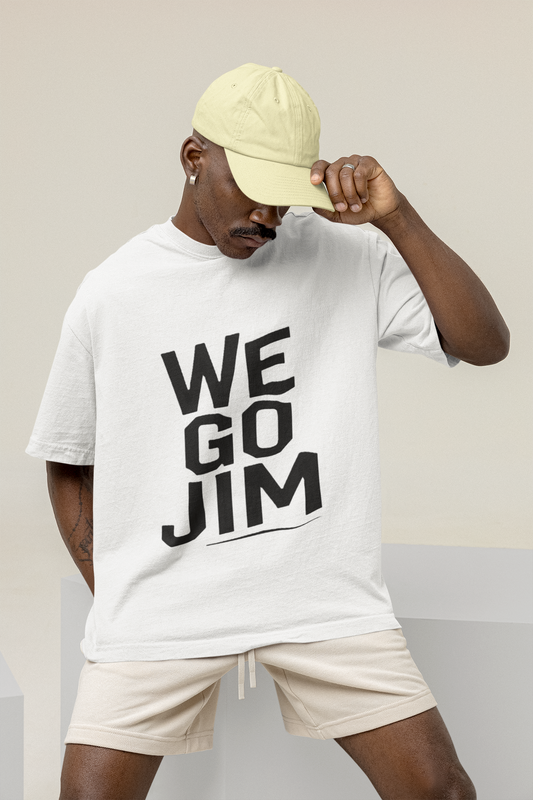 WE GO JIM French Terry Cotton White Oversized T-Shirt