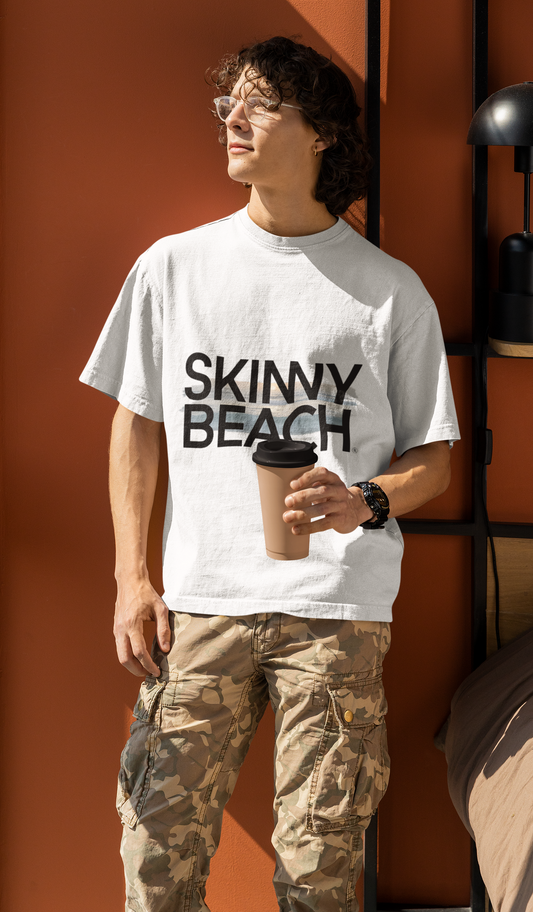 SKINNY BEACH French Terry Cotton White Oversized T-Shirt