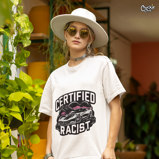 CERTIFIED RACIST French Terry Cotton White Oversized T-Shirt